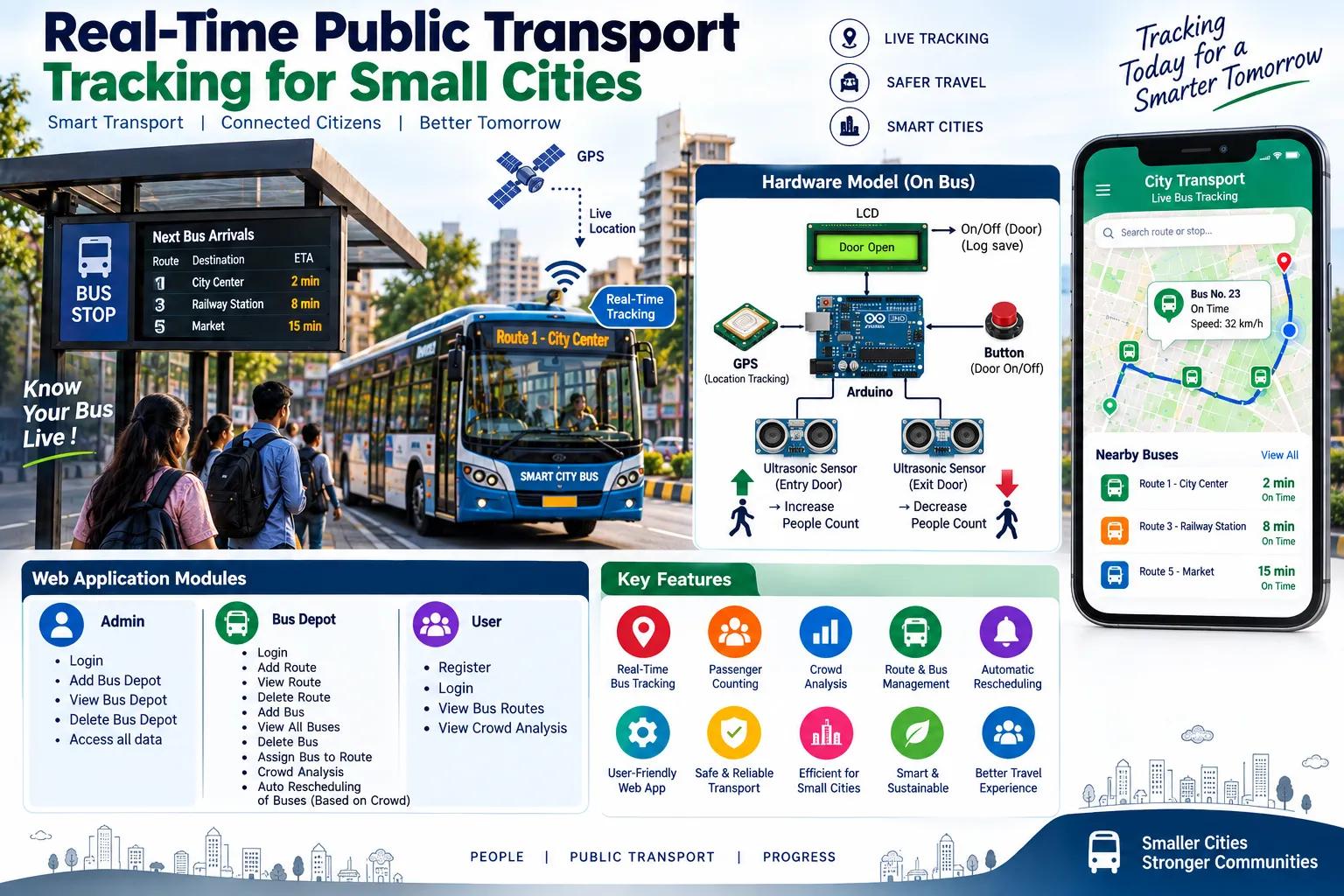 Real time public transport tracking for small cities